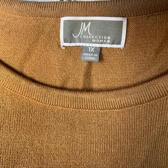 JM Collection Women’s Screw Neck Knit Sweater size XL, Solid Brown - Picture 7 of 10